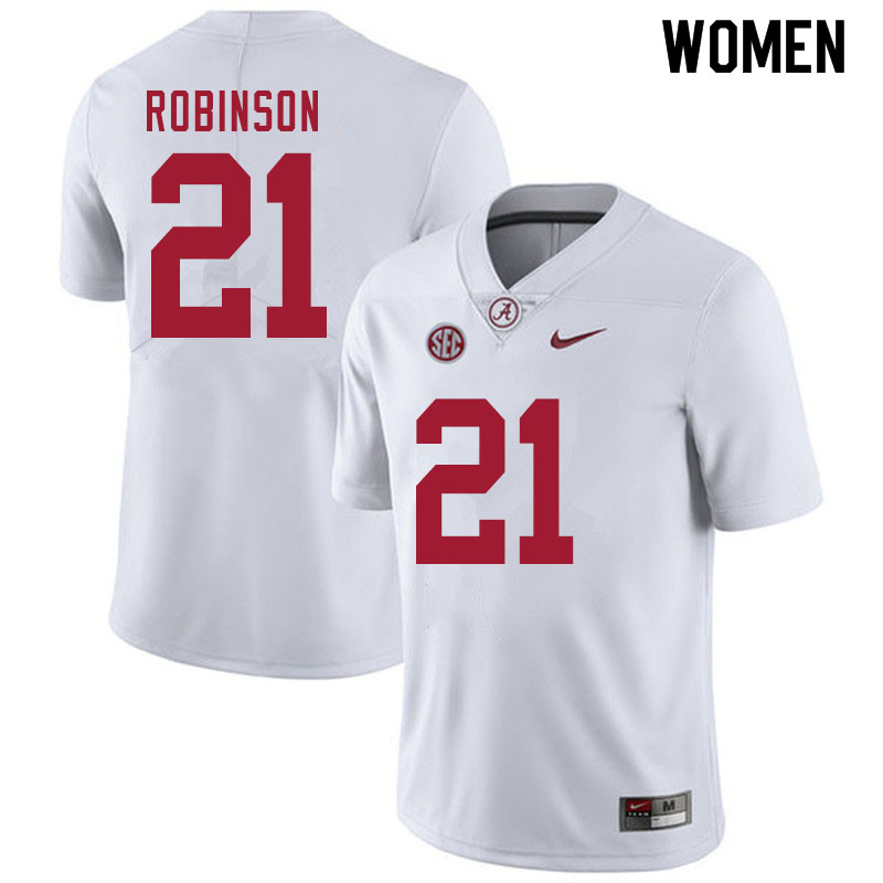 Women #21 Jahquez Robinson Alabama White Tide College Football Jerseys Sale-White